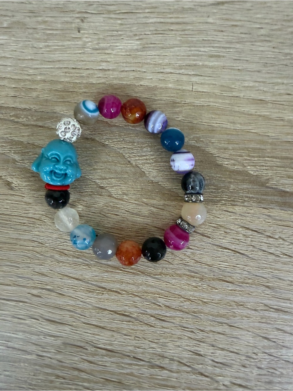 Multicolor Beaded Bracelet with Turquoise Buddha